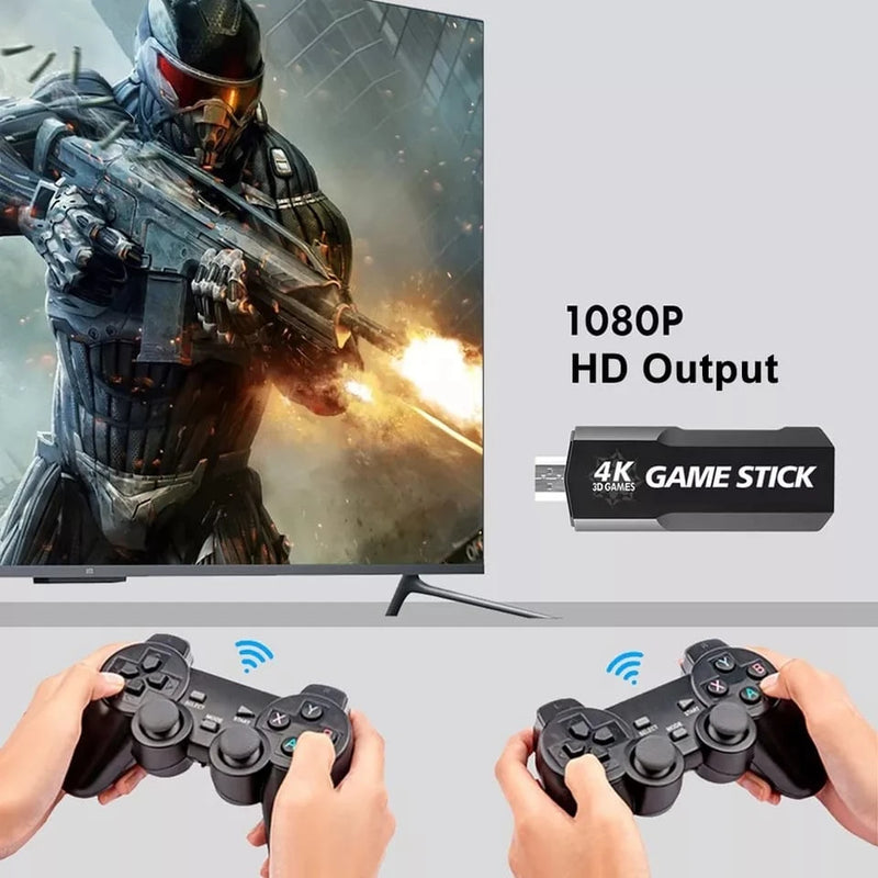 Game Stick 4K HD Console Retro – 64GB + 10.000 Jogos com Controles Sem Fio