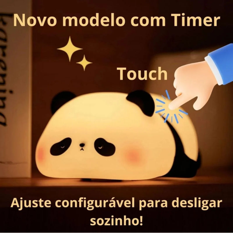 Luminária de Panda Toque Sensível - Recarregável, LED com 3 Níveis de Brilho