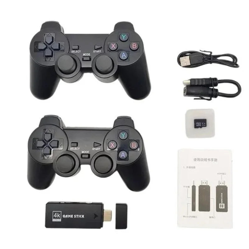 Game Stick 4K HD Console Retro – 64GB + 10.000 Jogos com Controles Sem Fio