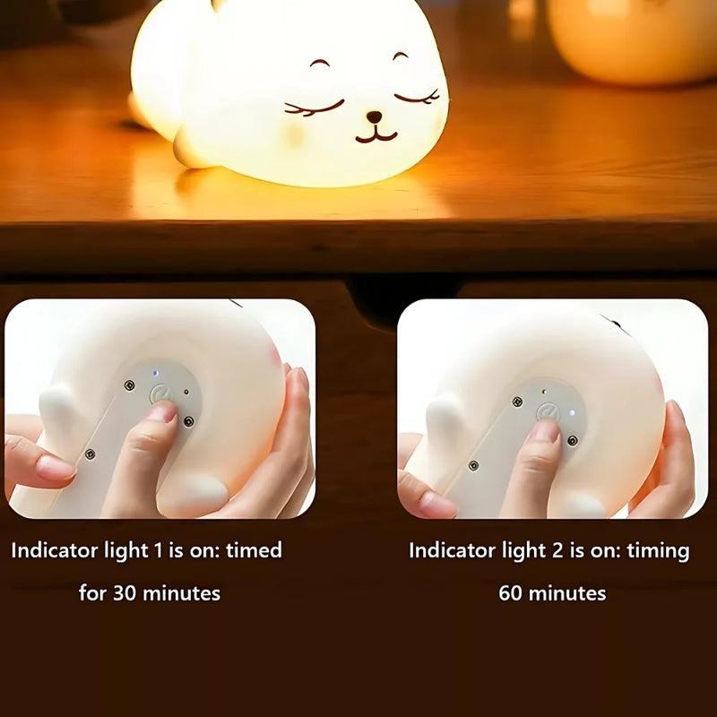 Mini Luminária Cervo Fluffy LED Silicone Touch Recarregável