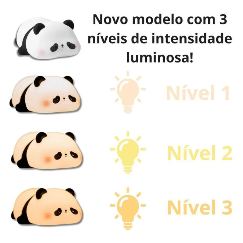 Luminária de Panda Toque Sensível - Recarregável, LED com 3 Níveis de Brilho