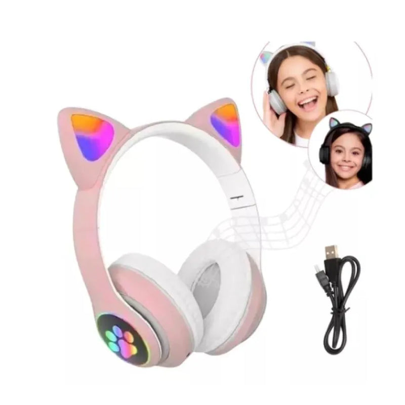 Fone Gatinho Sem Fio Com Led e Bluetooth