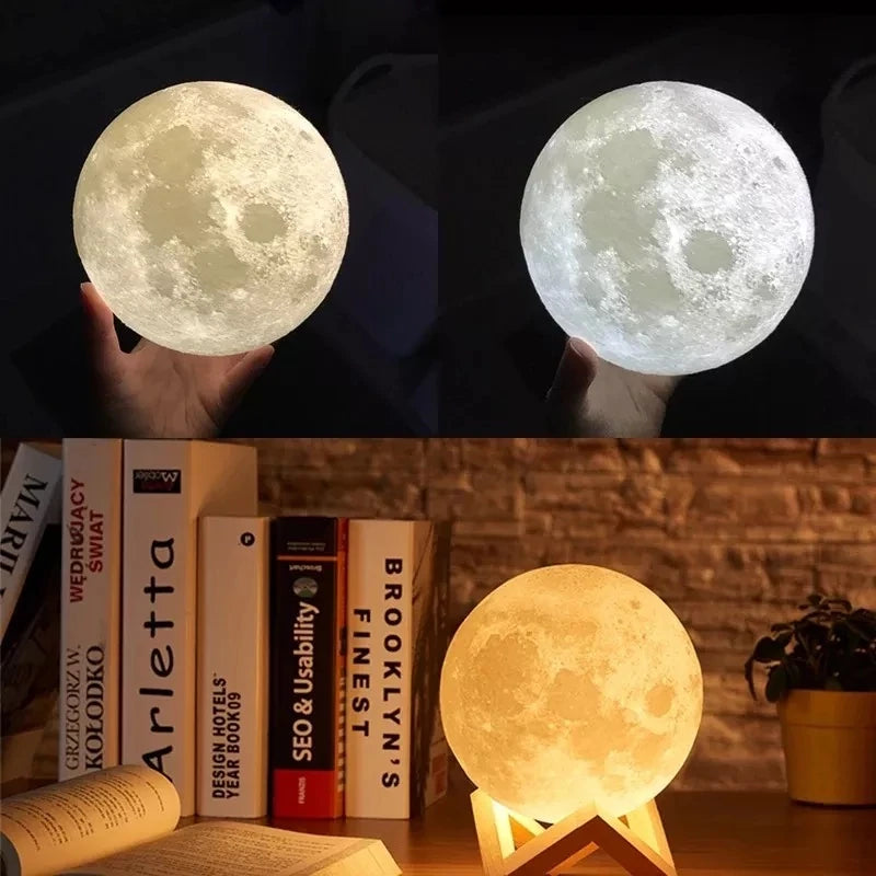 Umidificador Aromatizador Luminária Lua Cheia 3D com LED e Difusor de Óleos Essenciais