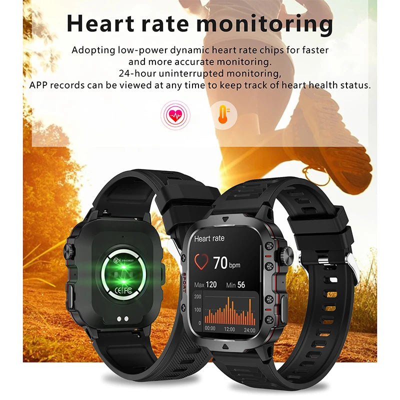 Smartwatch Militar 2024 com Tela AMOLED 1.96" – Design Robusto, GPS, Bluetooth Call e Monitor de Saúde!