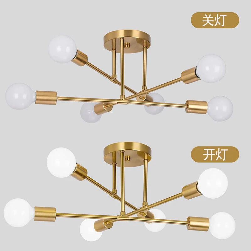 Luminária de Teto Vintage com 6 e 8 Bases E27 - Estilo Moderno e Simplicidade