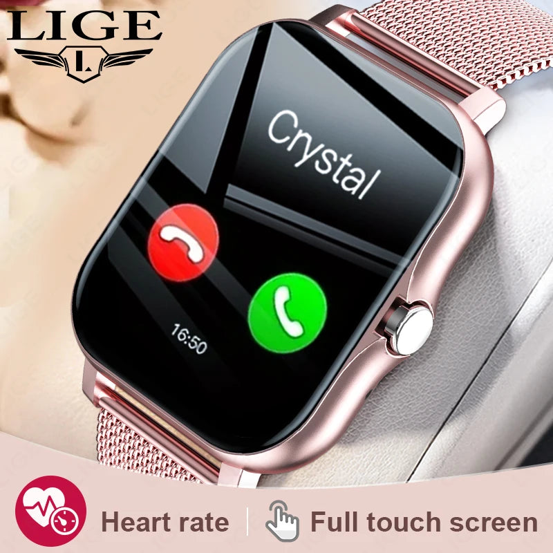 LIGE Smartwatch Feminino - Bluetooth, Monitor de Saúde e Atividades, Resistente à Água - Produto Importado -