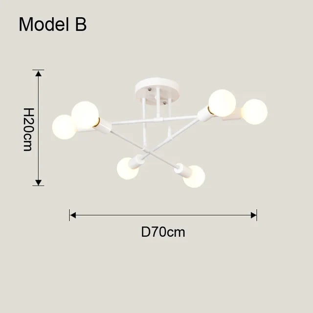 Luminária de Teto Vintage com 6 e 8 Bases E27 - Estilo Moderno e Simplicidade